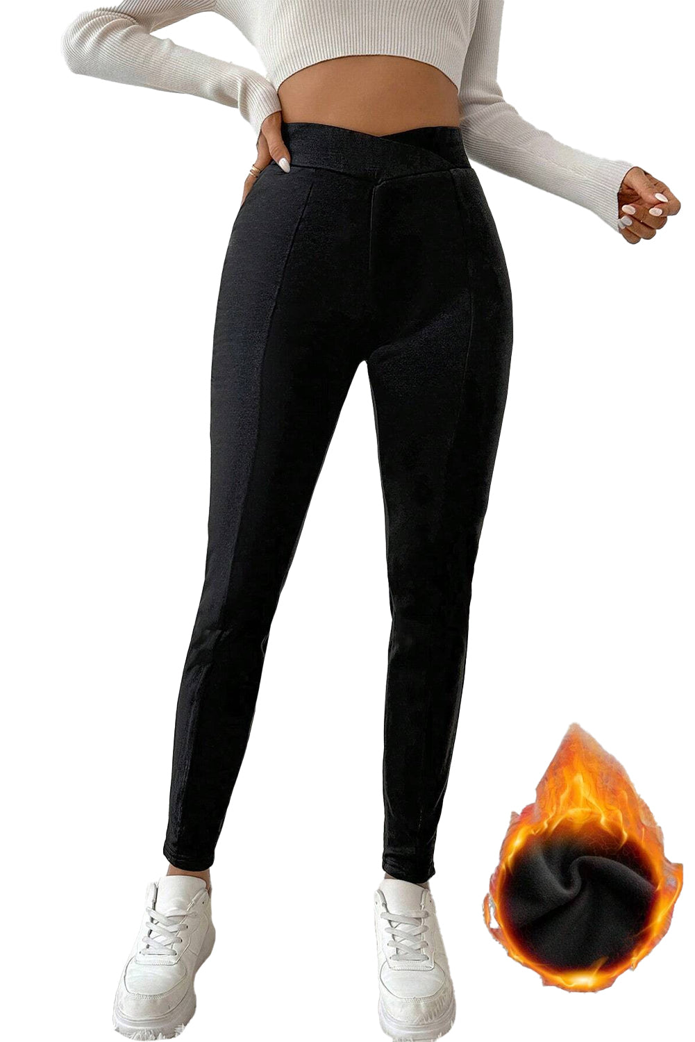 Black Crossed Waist Seamed Leg Thermal LeggingsMaterial:67%Polyester+30%Viscose+3%Elastane
• Embrace sophistication with these leggings, featuring a stylish black color that adds a touch of elegance to any outf