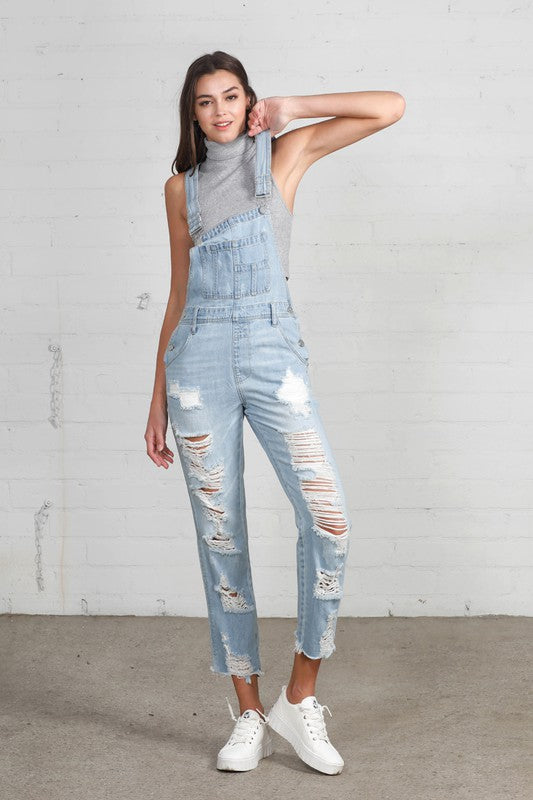 HEAVY DISTRESSED STRAIGHT FIT OVERALLHEAVY DISTRESSED STRAIGHT OVERALL100% COTTON(SIZE S)WAIST 29 1/2"HIP 39 1/2"FRONT RISE 12 1/2"LEG OPENING 13 1/2"INSEAM 26 1/2"*Model wears size S*MODELHEIGHT 5'10"W