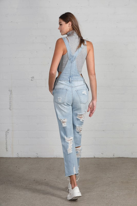 HEAVY DISTRESSED STRAIGHT FIT OVERALLHEAVY DISTRESSED STRAIGHT OVERALL100% COTTON(SIZE S)WAIST 29 1/2"HIP 39 1/2"FRONT RISE 12 1/2"LEG OPENING 13 1/2"INSEAM 26 1/2"*Model wears size S*MODELHEIGHT 5'10"W