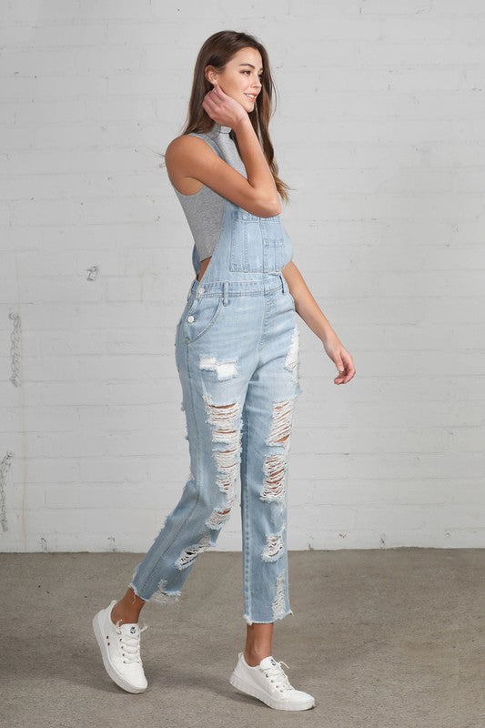 HEAVY DISTRESSED STRAIGHT FIT OVERALLHEAVY DISTRESSED STRAIGHT OVERALL100% COTTON(SIZE S)WAIST 29 1/2"HIP 39 1/2"FRONT RISE 12 1/2"LEG OPENING 13 1/2"INSEAM 26 1/2"*Model wears size S*MODELHEIGHT 5'10"W
