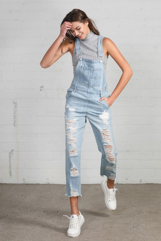 HEAVY DISTRESSED STRAIGHT FIT OVERALLHEAVY DISTRESSED STRAIGHT OVERALL100% COTTON(SIZE S)WAIST 29 1/2"HIP 39 1/2"FRONT RISE 12 1/2"LEG OPENING 13 1/2"INSEAM 26 1/2"*Model wears size S*MODELHEIGHT 5'10"W