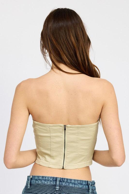 LACE UP CORSET BUSTIER TOPSIZE & FIT :MODEL WEARS SIZE SMALLMODEL'S HEIGHT 5'9Made In: IMPORTEDFabric Contents: 95% COTTON, 5% SPANDEX