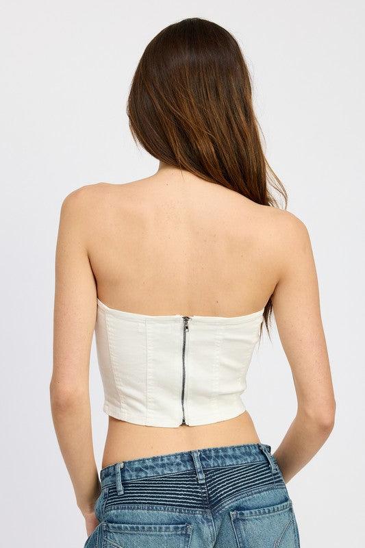 LACE UP CORSET BUSTIER TOPSIZE & FIT :MODEL WEARS SIZE SMALLMODEL'S HEIGHT 5'9Made In: IMPORTEDFabric Contents: 95% COTTON, 5% SPANDEX