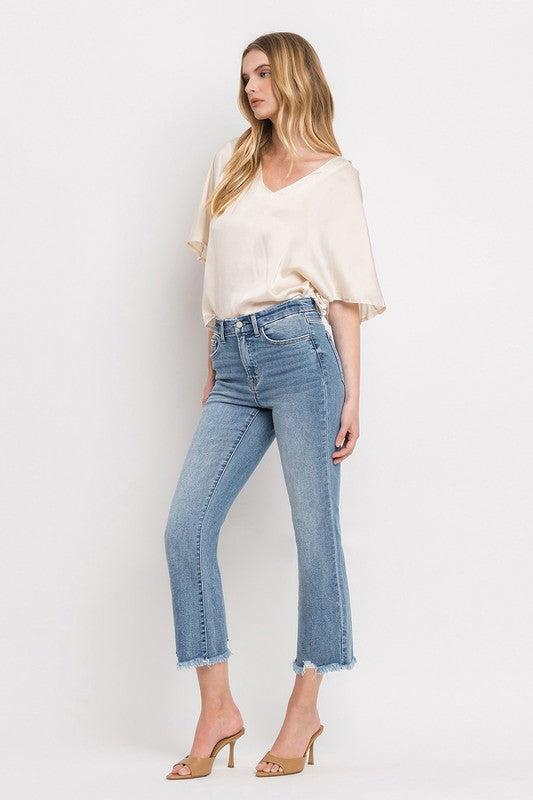 High Rise Crop Flare JeansThe High Rise Crop Flare Jeans are a versatile addition to your denim collection. Crafted from comfort stretch denim, they offer both style and flexibility. With a h