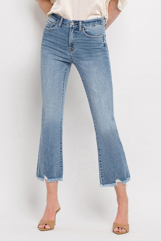 High Rise Crop Flare JeansThe High Rise Crop Flare Jeans are a versatile addition to your denim collection. Crafted from comfort stretch denim, they offer both style and flexibility. With a h