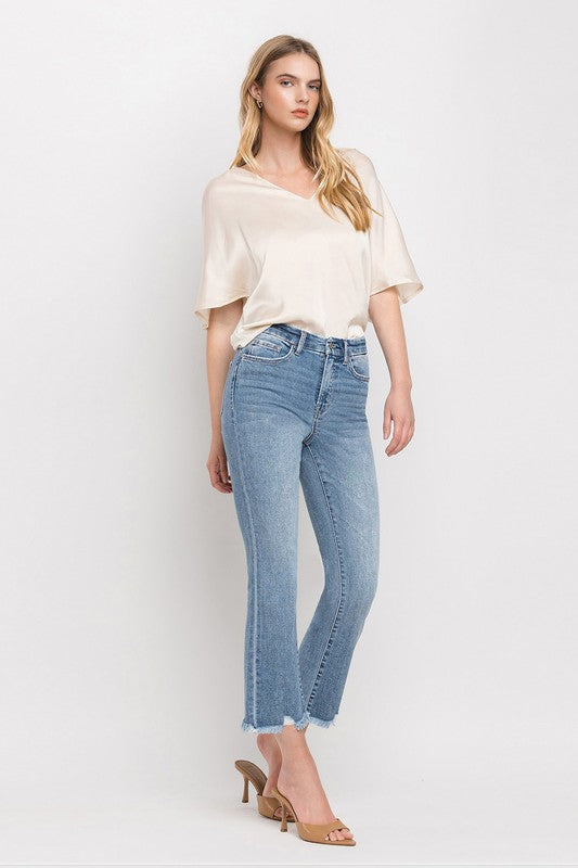 High Rise Crop Flare JeansThe High Rise Crop Flare Jeans are a versatile addition to your denim collection. Crafted from comfort stretch denim, they offer both style and flexibility. With a h