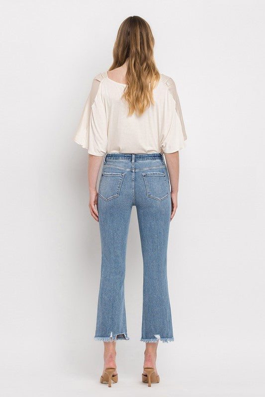 High Rise Crop Flare JeansThe High Rise Crop Flare Jeans are a versatile addition to your denim collection. Crafted from comfort stretch denim, they offer both style and flexibility. With a h