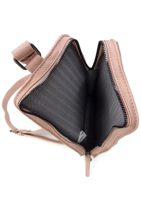 Fashion Sling BagFashion Sling Bag Faux vegan leather Zip top closure Silver-tone hardware Adjustable shoulder strap L 5.5 * H 8.5 * W 1