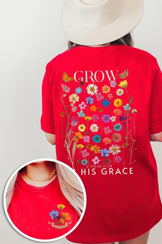 Wild Flowers Grow In Grace Graphic TeeWild Flowers Grow In Grace Front and Back Graphic Tee.Unisex Crew Neck Short Sleeve Tees.Crafted from premium materials, tailored to your lifestyle, ensuring a comfo