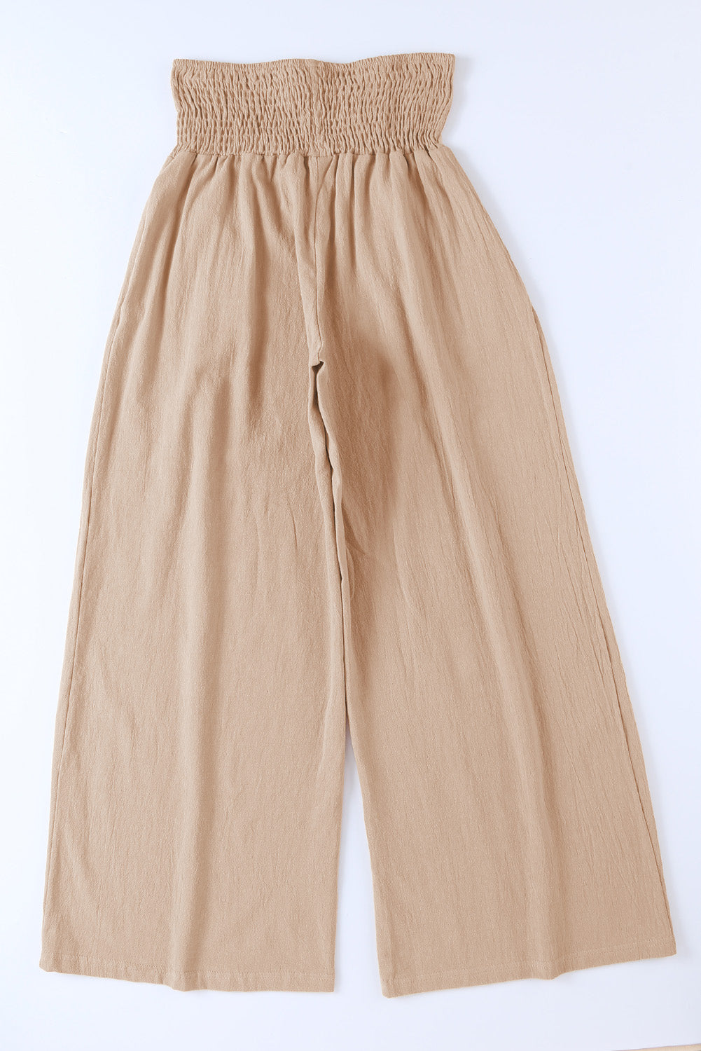 Black Smocked Wide Waistband High Waist Wide Leg PantsMaterial:65%COTTON+35%POLYESTER
Flattering smocked waistband cinches at the
waist for a lovely silhouette
High waist design elongates legs for a
st