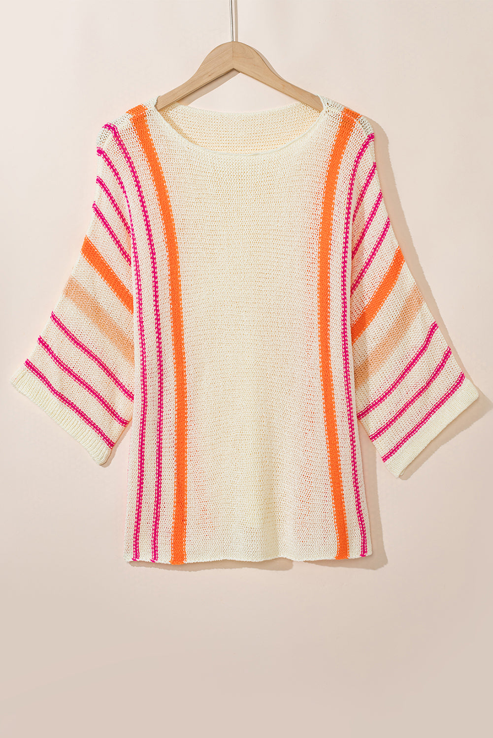 White Striped Bell Sleeve Lightweight Knitted TopMaterial:100%Acrylic

• Crafted from high-quality rib-knit fabric, this top offers a comfortable and flattering fit for all-day wear. 
• The unique bell sleeves ad