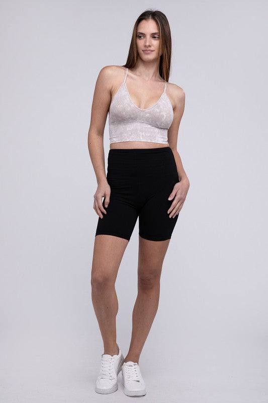 Washed Ribbed Bra Padded Tank TopIntroducing our Washed Ribbed Bra Padded Tank Top, designed to combine comfort and style seamlessly. Crafted from washed ribbed fabric, this tank top offers a soft a