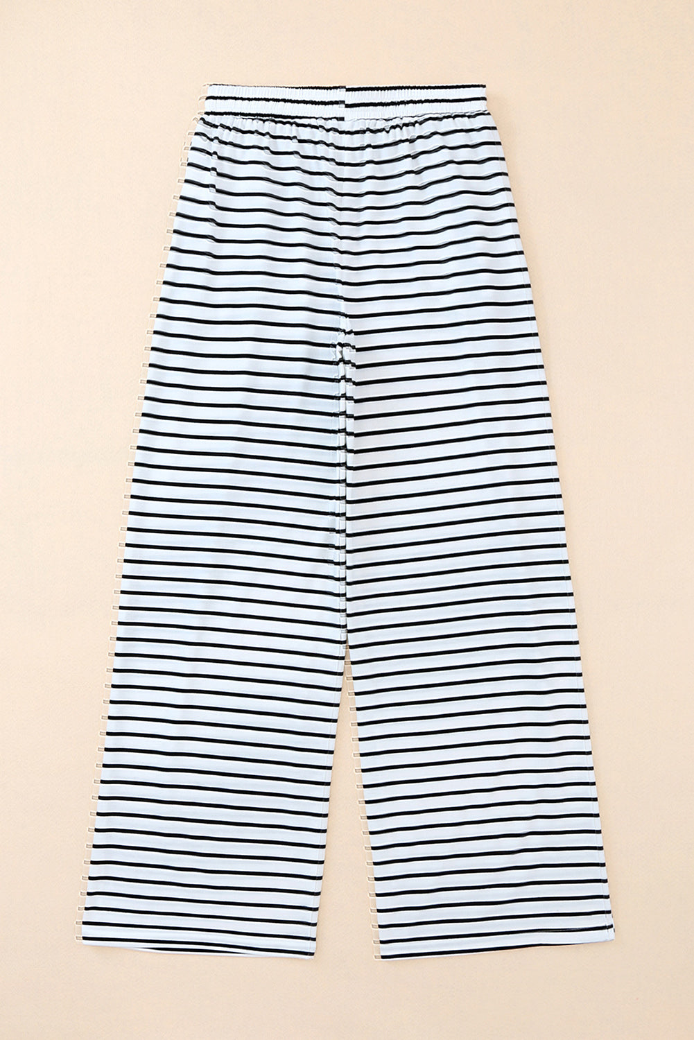 White Striped Casual Drawstring Wide Leg Pants with PocketsMaterial:85%Polyester+10%Cotton+5%Elastane



		•Ideal for casual occasions and warmer weather.
	
	
		•Adjustable drawstring waist for a customizable fit.
	
	