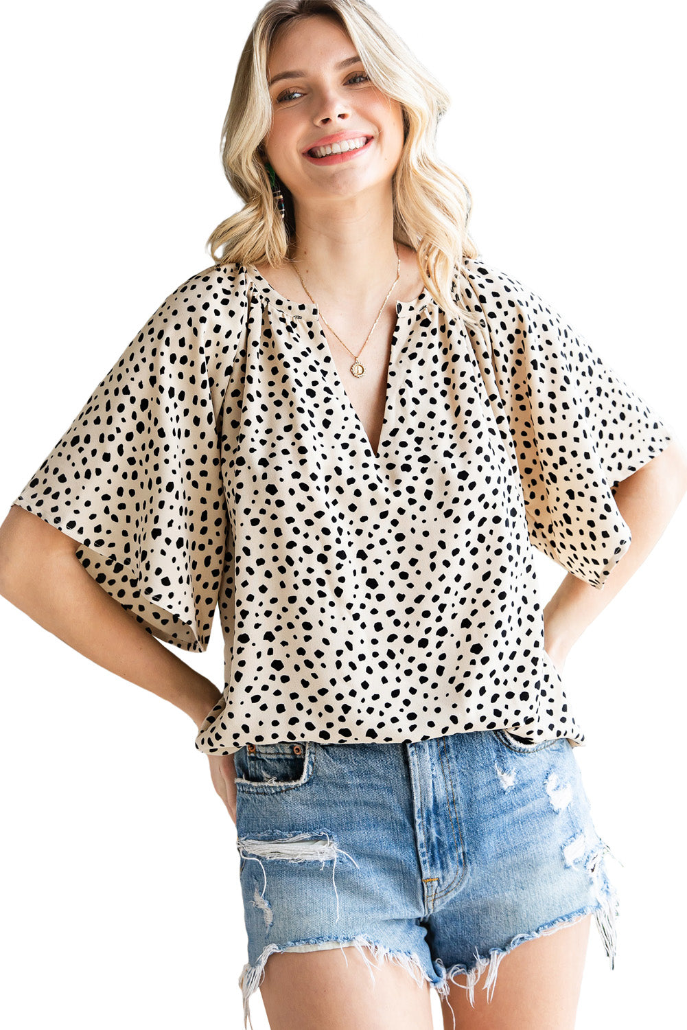 Cheetah Notch V Neck Casual Ruffle Sleeve BlouseMaterial:100%Polyester



		MOQ: From $39
	
	
		Dropshipping: Place orders at Shewin, and we will ship the merchandise directly to your customers. Our dropship 