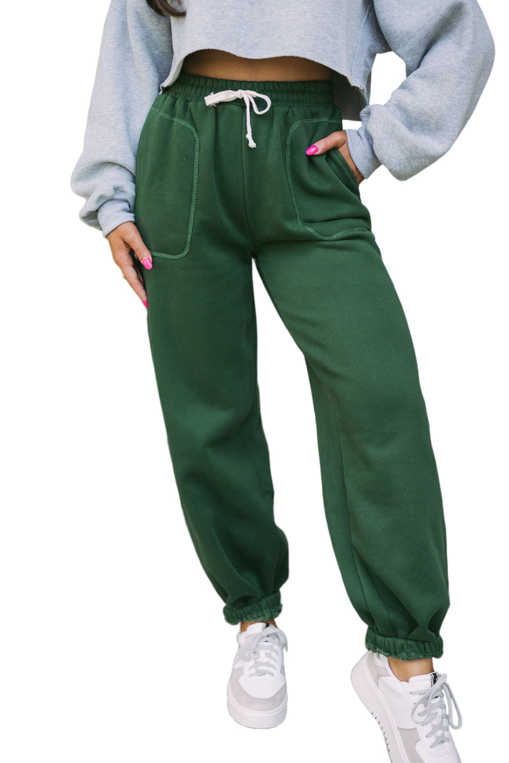 Mist Green Drawstring Waist Casual Jogger PantsMaterial:50%Polyester+50%Cotton



		Featuring a comfortable drawstring waist, these pants offer an adjustable fit that ensures you can customize them to your liki