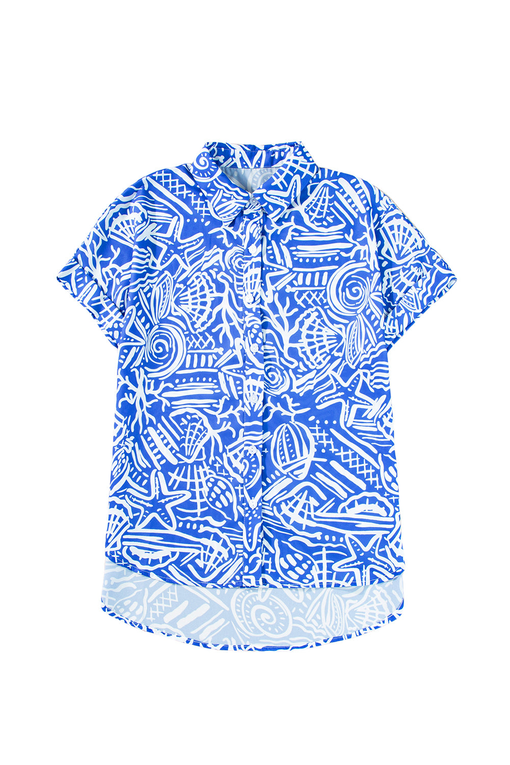 Blue Abstract Print Cuffed Sleeve Button Up BlouseMaterial:100%Polyester

• Stand out in style with our shirt, featuring a vibrant boho abstract design that exudes artistic flair.
• Embrace versatility with this s