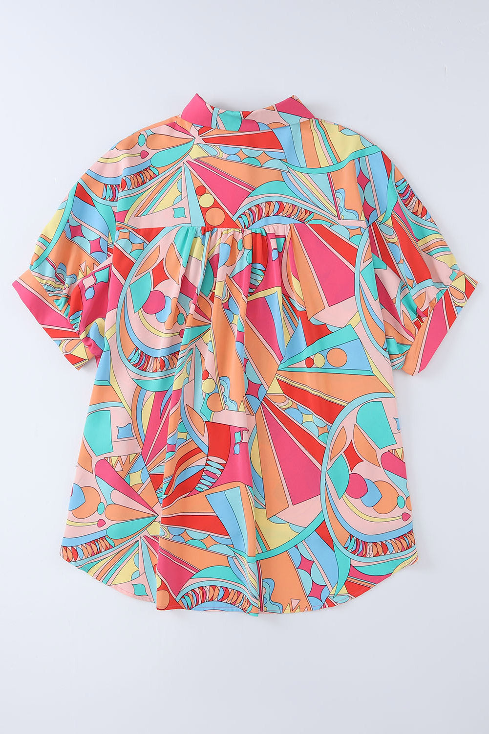 Multicolor Abstract Print Half Batwing Sleeve Loose Blouse