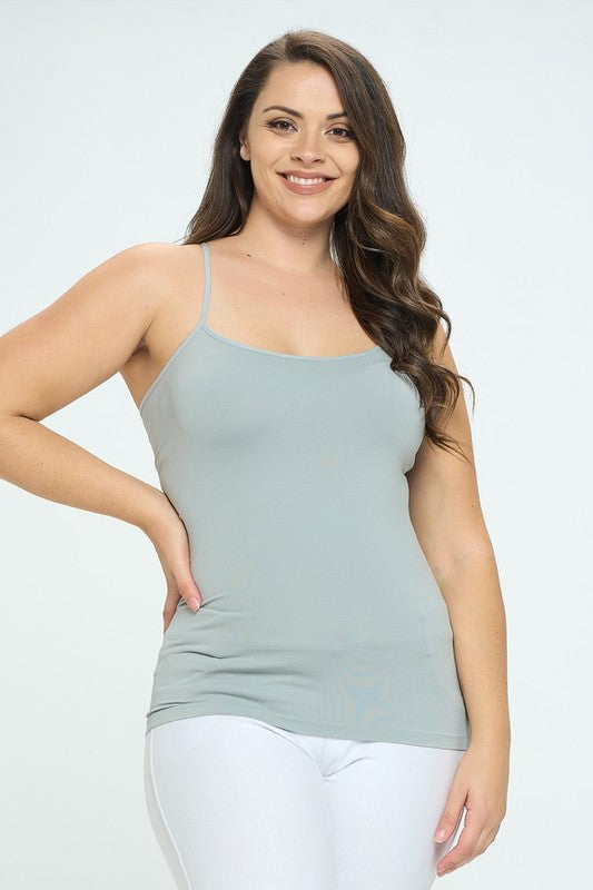 Seamless Long Spaghetti Strap Long Camisole TopTank Top -seamless with spaghetti straps features, super soft stretchy material, is great for layering or wearing alone on a hot day. It stretches very well and it's