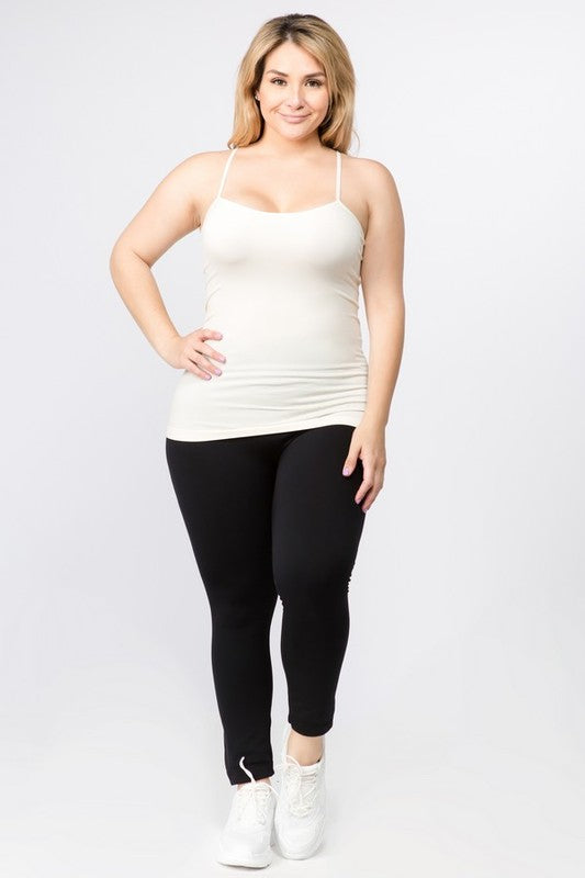 Seamless Long Spaghetti Strap Long Camisole TopTank Top -seamless with spaghetti straps features, super soft stretchy material, is great for layering or wearing alone on a hot day. It stretches very well and it's