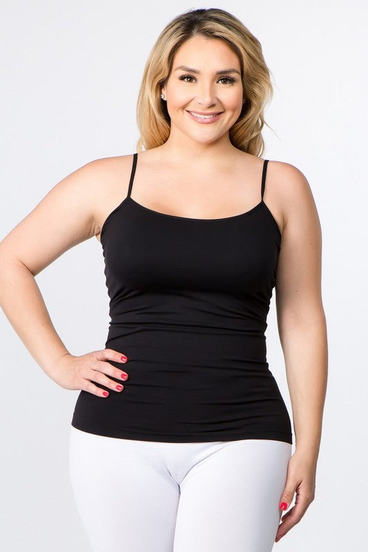 Seamless Long Spaghetti Strap Long Camisole TopTank Top -seamless with spaghetti straps features, super soft stretchy material, is great for layering or wearing alone on a hot day. It stretches very well and it's