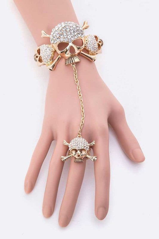 Crystal Skull Bangle Ring SetOne Size Lead &amp; Nickel Compliant