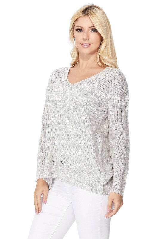 Long sleeve V Neck Thin Slub knit SS sweater Top-24"-25" Length, Long Sleeves, V Neck, Slub Cotton, Basic, and Classic Knit Pullover Sweater.-Various Vivid Color Choices with Sizes: Small, Medium, and Large.-Versa