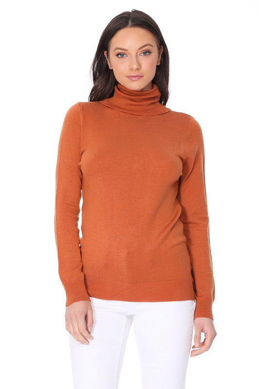 Turtleneck Spandex Stretch Pullover Sweater- Length: 23.75-24.75"- Soft Touch, Light Weight, Spandex Stretch Quality - Contemporary Fit.- Perfect for everyday wear, school, work and travel. - Ribbed detailing