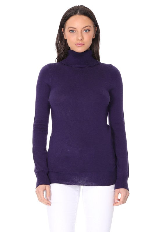 Turtleneck Spandex Stretch Pullover Sweater- Length: 23.75-24.75"- Soft Touch, Light Weight, Spandex Stretch Quality - Contemporary Fit.- Perfect for everyday wear, school, work and travel. - Ribbed detailing