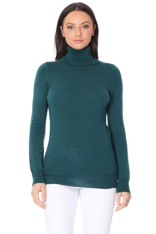 Turtleneck Spandex Stretch Pullover Sweater- Length: 23.75-24.75"- Soft Touch, Light Weight, Spandex Stretch Quality - Contemporary Fit.- Perfect for everyday wear, school, work and travel. - Ribbed detailing