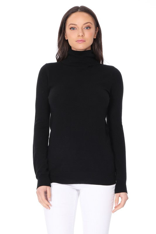 Turtleneck Spandex Stretch Pullover Sweater- Length: 23.75-24.75"- Soft Touch, Light Weight, Spandex Stretch Quality - Contemporary Fit.- Perfect for everyday wear, school, work and travel. - Ribbed detailing