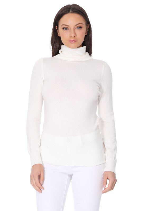 Turtleneck Spandex Stretch Pullover Sweater- Length: 23.75-24.75"- Soft Touch, Light Weight, Spandex Stretch Quality - Contemporary Fit.- Perfect for everyday wear, school, work and travel. - Ribbed detailing