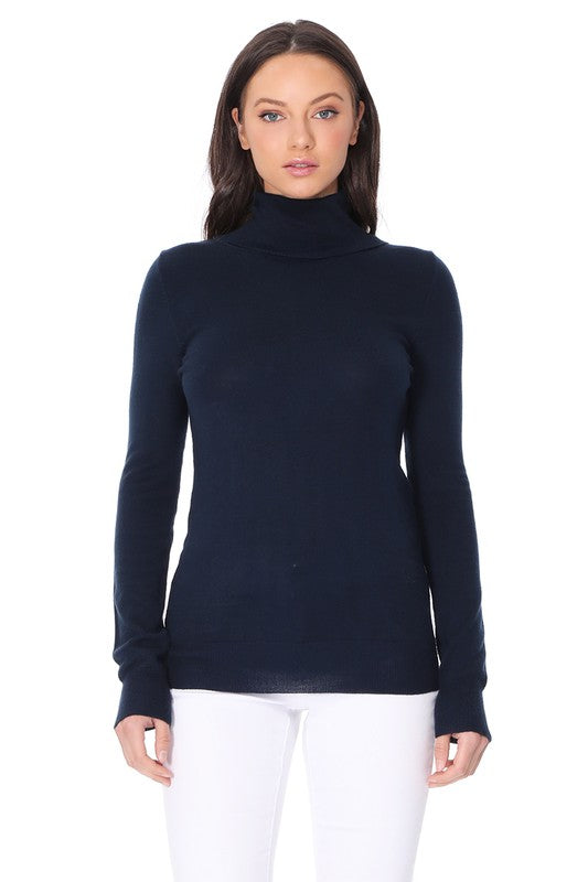 Turtleneck Spandex Stretch Pullover Sweater- Length: 23.75-24.75"- Soft Touch, Light Weight, Spandex Stretch Quality - Contemporary Fit.- Perfect for everyday wear, school, work and travel. - Ribbed detailing