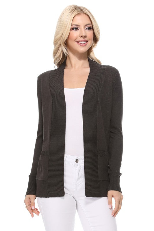 Open Front Shrug Sweater Knit Cardigan- Length: 25.5-27" - Across Shoulder: 13-14.5"- Sleeve Length: 23-23.75"- Women's Open Front Pockets Long Sleeve Sweater Cardigan- Ladies :75% Viscose ,25%Polyester-