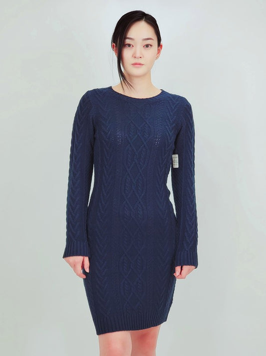 Feminine Cable Knit Long Sleeve Sweater Dress- Final Inventory Sales, Not a defect!- Length: 36.5-37.5"- Shoulder: 15-16"- Waist: 16.5-18.5"- Bottom Opening: 16.5-18.5"- High Quality Acrylic material- Feminine 