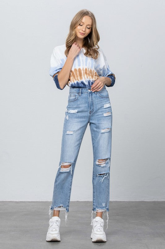 HIGH RISE PREMIUM GIRLFRIEND JEANSHIGH RISE GIRLFRIEND JEANS100% COTTON(SIZE 3)WAIST 28"HIP 38 1/2"FRONT RISE 11 1/2"LEG OPENING 12 3/4"INSEAM 26 1/2"*Model wears size 3*MODELHEIGHT 5'9"WAIST 24"HIPS