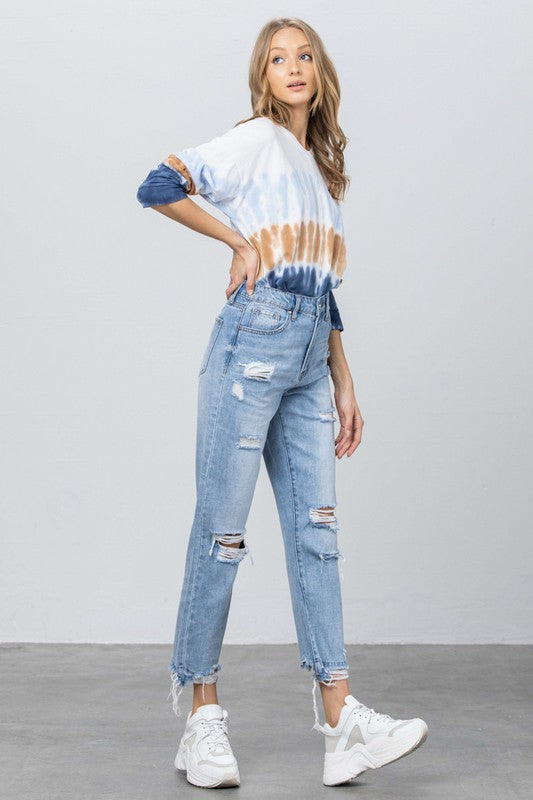 HIGH RISE PREMIUM GIRLFRIEND JEANSHIGH RISE GIRLFRIEND JEANS100% COTTON(SIZE 3)WAIST 28"HIP 38 1/2"FRONT RISE 11 1/2"LEG OPENING 12 3/4"INSEAM 26 1/2"*Model wears size 3*MODELHEIGHT 5'9"WAIST 24"HIPS