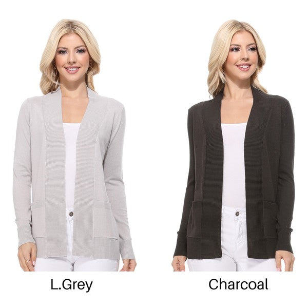 Open Front Shrug Sweater Knit Cardigan- Length: 25.5-27" - Across Shoulder: 13-14.5"- Sleeve Length: 23-23.75"- Women's Open Front Pockets Long Sleeve Sweater Cardigan- Ladies :75% Viscose ,25%Polyester-