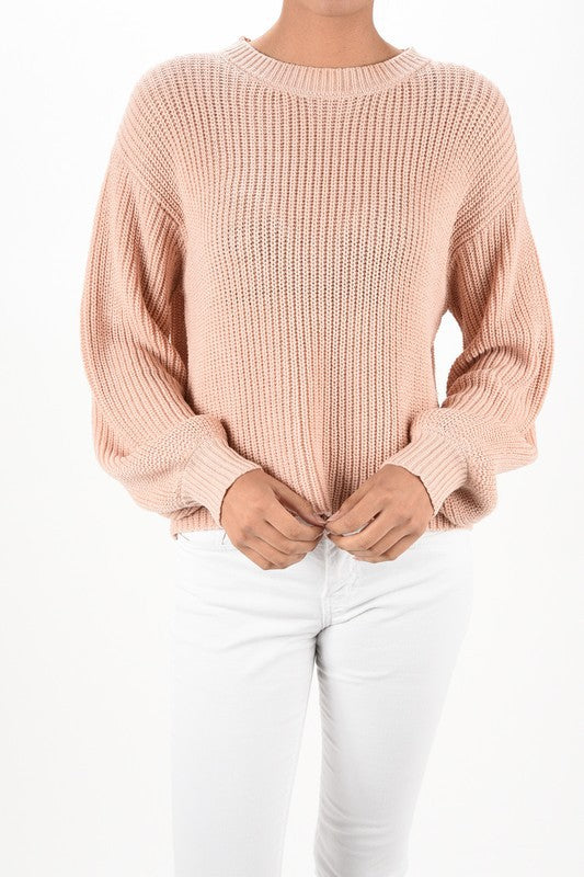 Puff Bell Sleeve Waffle Knit Pullover Sweater Top- 20-21" Length, - Bell Sleeve, Wide Hem, .- Silky Mohair Touched Acrylic Yarn.- Waffle Stitch - Puff Bell Sleeve, and Clean Finish at Bottom Hem- Wonderful Light We