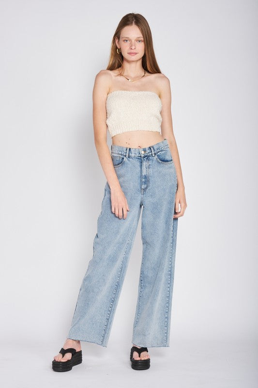 ELASTIC WAISTBAND FRINGED TUBE TOPSIZE &amp; FIT :Model Wears Size SmallModel's Height: 5'9Made In: IMPORTEDFabric Contents: 100% Polyester