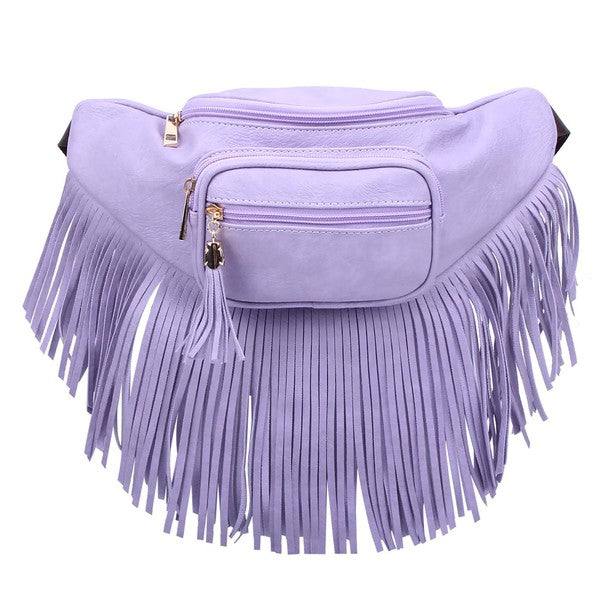 Fashion Fringe Tassel Fanny Pack Waist BagFashion Fringe Tassel Fanny Pack Waist Bag Faux leather Zip top closure Gold-tone hardware Adjustable strap L 13 * H 5.5 * W 4