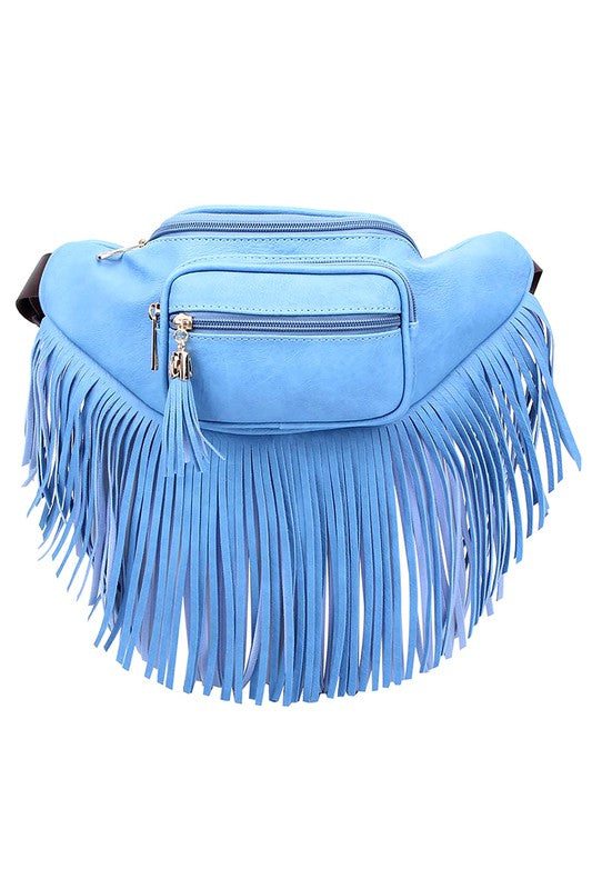 Fashion Fringe Tassel Fanny Pack Waist BagFashion Fringe Tassel Fanny Pack Waist Bag Faux leather Zip top closure Gold-tone hardware Adjustable strap L 13 * H 5.5 * W 4