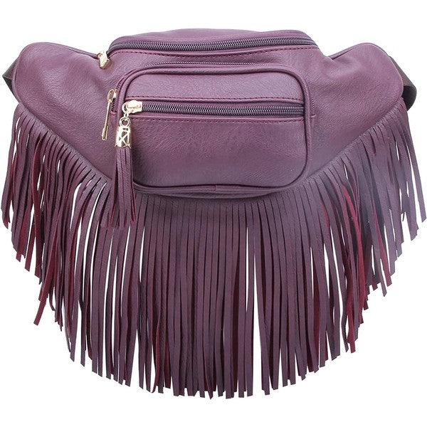 Fashion Fringe Tassel Fanny Pack Waist BagFashion Fringe Tassel Fanny Pack Waist Bag Faux leather Zip top closure Gold-tone hardware Adjustable strap L 13 * H 5.5 * W 4