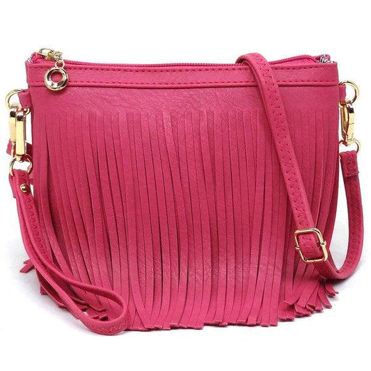 Western Fringe Clutch Cross Body BagWestern Fringe Clutch Cross Body BagFaux leatherZip top closureGold-tone hardwareDetachable shoulder strap &amp; wrist bandL 8.5 * H 6 * W 3