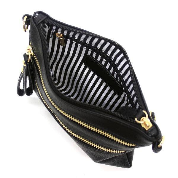 Fashion Clutch & Cross Body BagFashion Clutch &amp; Cross Body Bag Faux leather Gold-tone hardware Zip top closure Detachable shoulder strap &amp; wrist band L 8 * H 6 * W 1