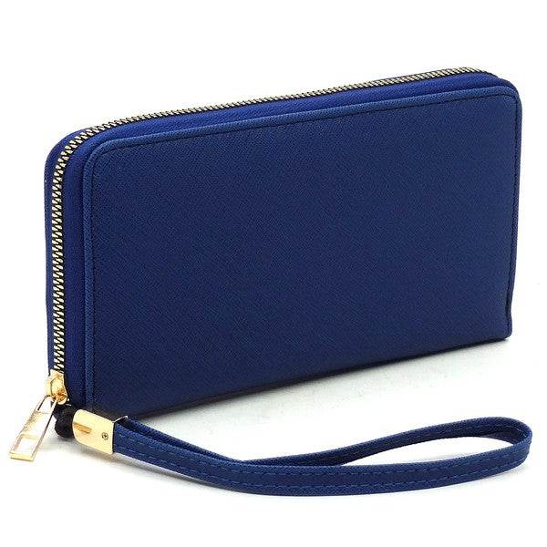 Saffiano Zip Around Wallet WristletSaffiano Zip Around Wallet Wristlet Faux vegan leather Zip around closure Gold-tone hardware Detachable wrist band L 7.75 * H 4.25 * W 1