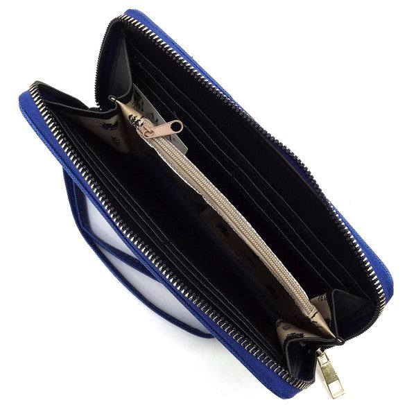 Saffiano Zip Around Wallet WristletSaffiano Zip Around Wallet Wristlet Faux vegan leather Zip around closure Gold-tone hardware Detachable wrist band L 7.75 * H 4.25 * W 1