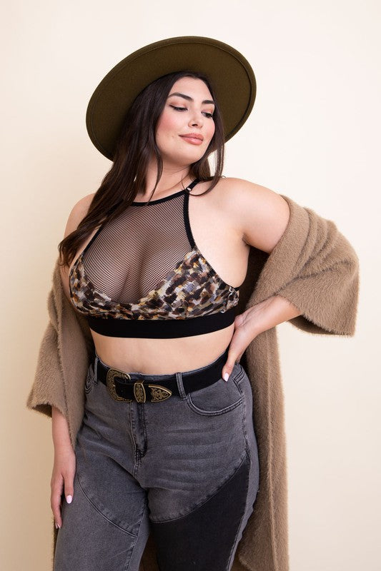 Plus Size Mesh Print High Neck BralettePlus Size Fishnet Mesh High Neck BraletteImmediate ShippingCup Fit XL: Size 14-16 Bust 40"-43"Cup Fit 34DD 36D 38C 40B 36DD 38D 40C 42B
Style: Bralette
Print / Patte