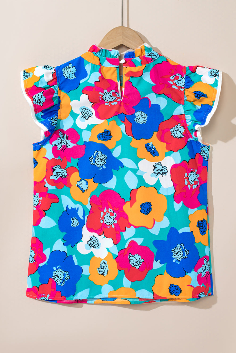 Sky Blue Abstract Print Flutter & Cap Sleeves TopMaterial:100%Polyester



		This top features a round neck design that provides good coverage
	
	
		The abstract print adds a stylish and eye-catching touch to 