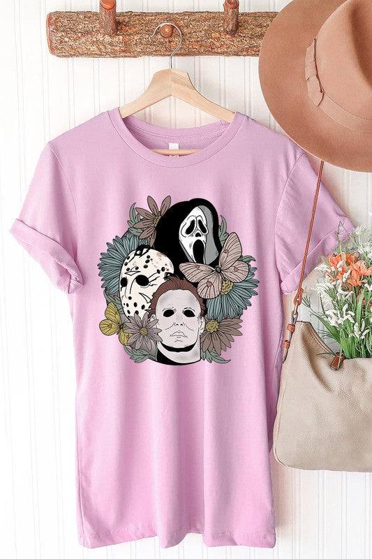 UNISEX SHORT SLEEVEHALLOWEEN FLORAL,JASON,FREDY,SCREAM UNISEX SHORT SLEEVE100%COTTON,HEATHER(52%COTTON,48%POLY),ATH.HEATHER,BLACK HEATHER(90%COTTON,575%POLY)IMPORTSize Measurement (inc