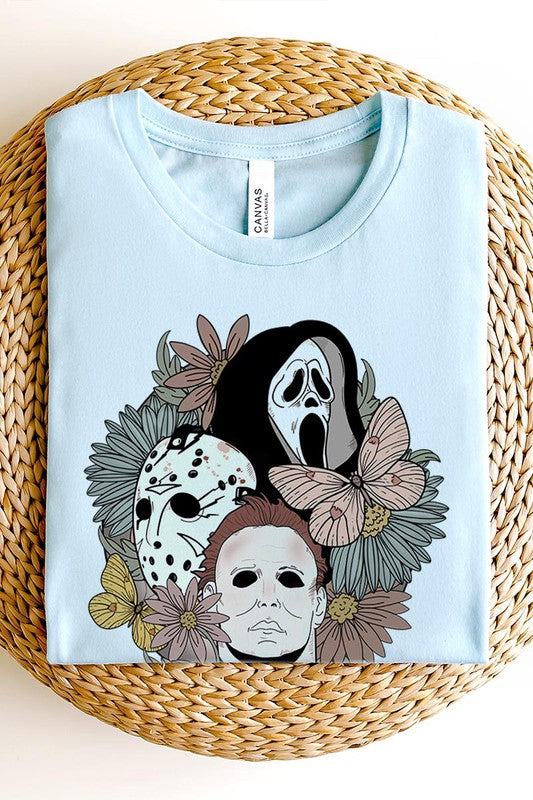 UNISEX SHORT SLEEVEHALLOWEEN FLORAL,JASON,FREDY,SCREAM UNISEX SHORT SLEEVE100%COTTON,HEATHER(52%COTTON,48%POLY),ATH.HEATHER,BLACK HEATHER(90%COTTON,575%POLY)IMPORTSize Measurement (inc